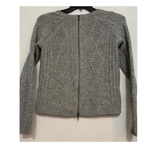 Madewell Palaside Merino Wool Zipper Back Gray Cable Knit Sweater XS - Picture 3 of 7
